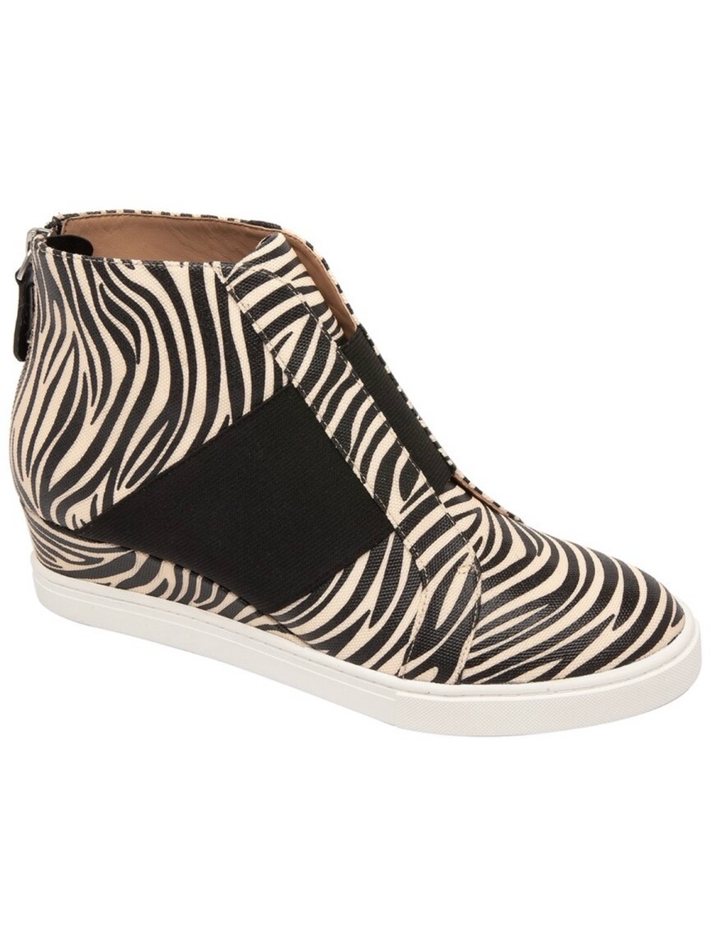 NWT Linea Paolo Zebra-Print Canvas Wedge Sneaker Bootie